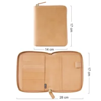 Moterm Vegetable Tanned Leather A6 Size Zip Cover with Top Pocket Cowhide Planner Zipper Notebook Organizer Agenda Journal Diary 2