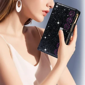 Rock Wallet Flip Leather Cover For Xiaomi Poco M4 PRO 5G Cases Photo Stand For Mi Poco M4 PRO 4G Starry Sky Glitter Phone Case