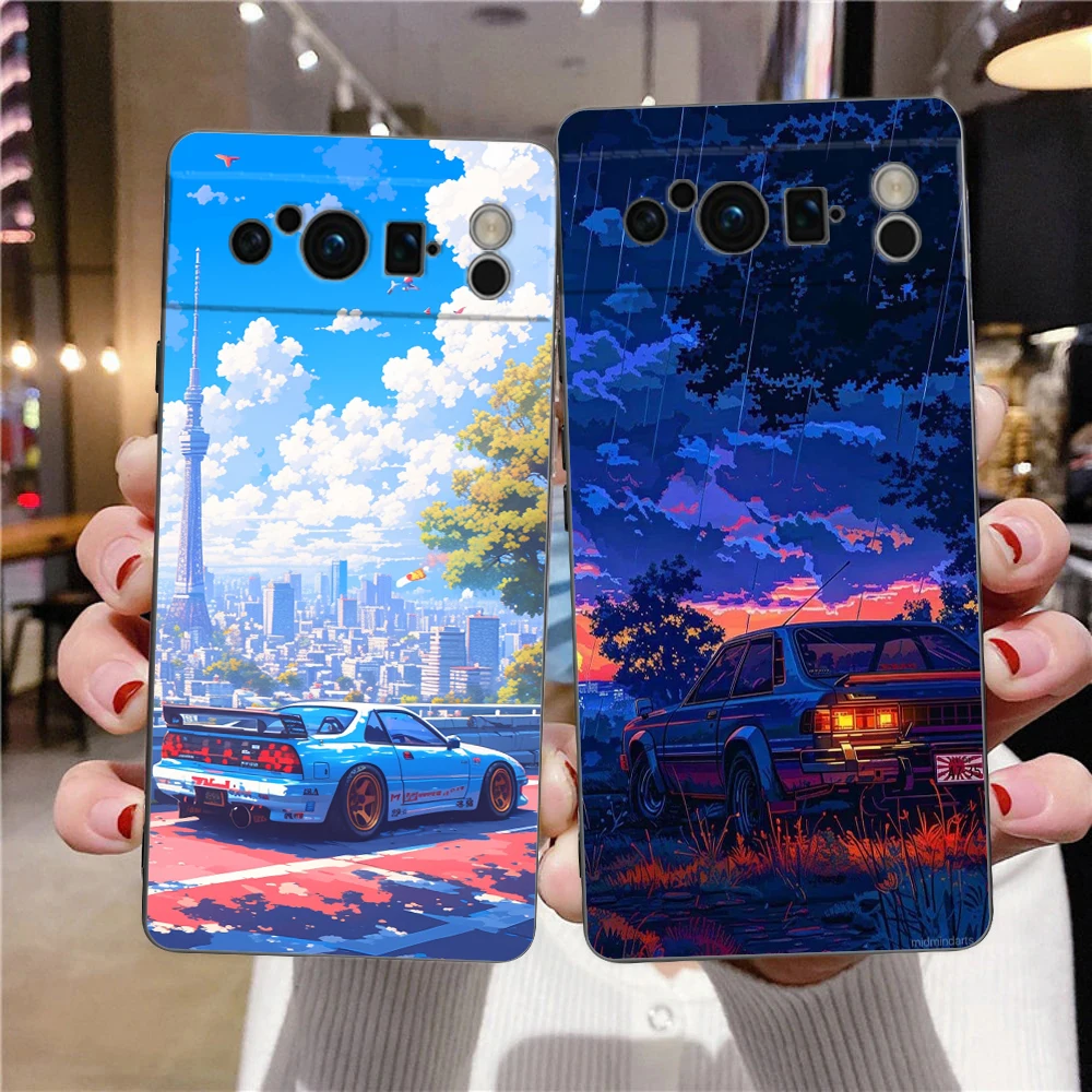 Tokyo Drift Sports Car Phone Case - Shockproof Soft Black TPU Shell