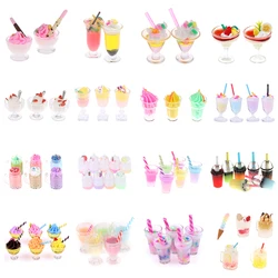 Dollhouse Miniature Ice-cream Coffee Cup Drink Model Pretend Play House Toys Mini Doll House Decor Kitchen Food Doll Accessories