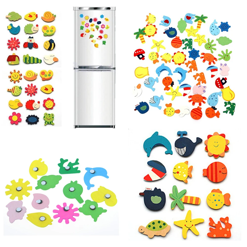 Baby Kids Wooden Cartoon Animal Cute Fridge Magnet 12Pcs Set Eco Child Educational Toys Refrigerator Magnets Gift Ideas magnetic fridge magnets,magnetic fridge stickers,refrigerator decor