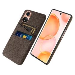 Premium Fabric Dual Card Phone Case Cover for Honor 30 (Brown)