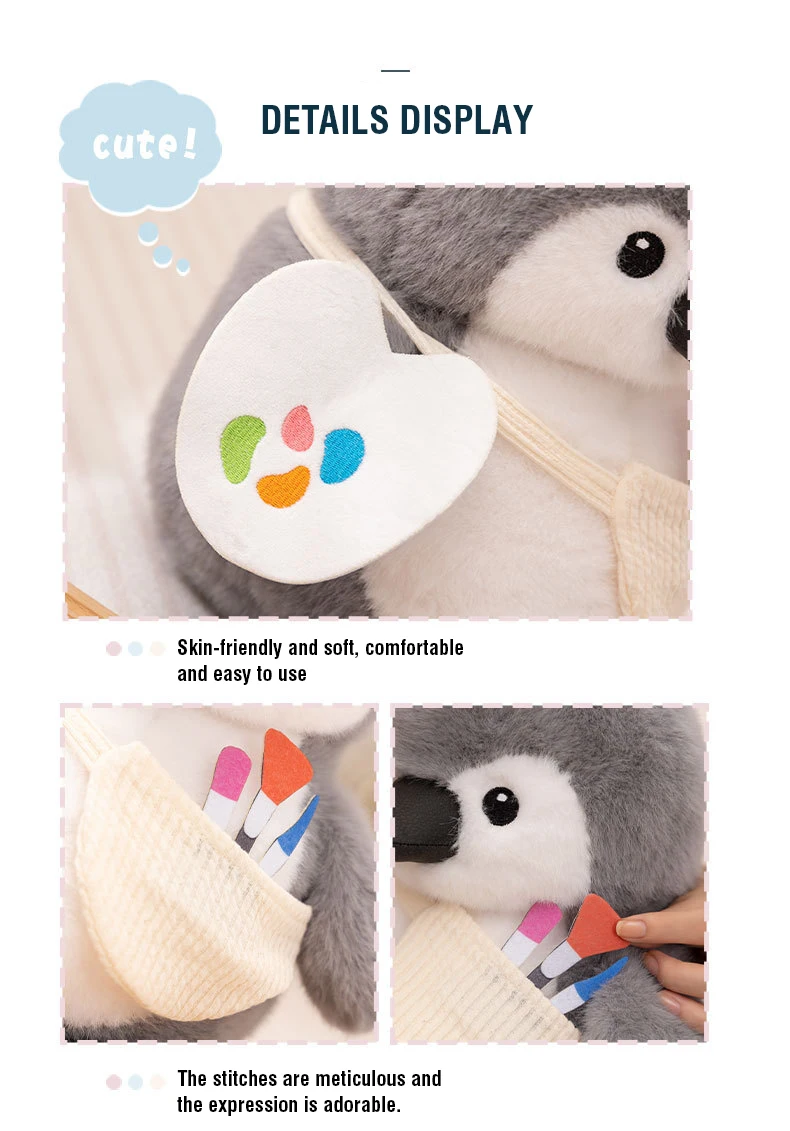 Kawaii painter Penguin Plush Doll fishing chef character Hat Clothes Penguin Plush Toy For Boys And Girls Birthday Gifts