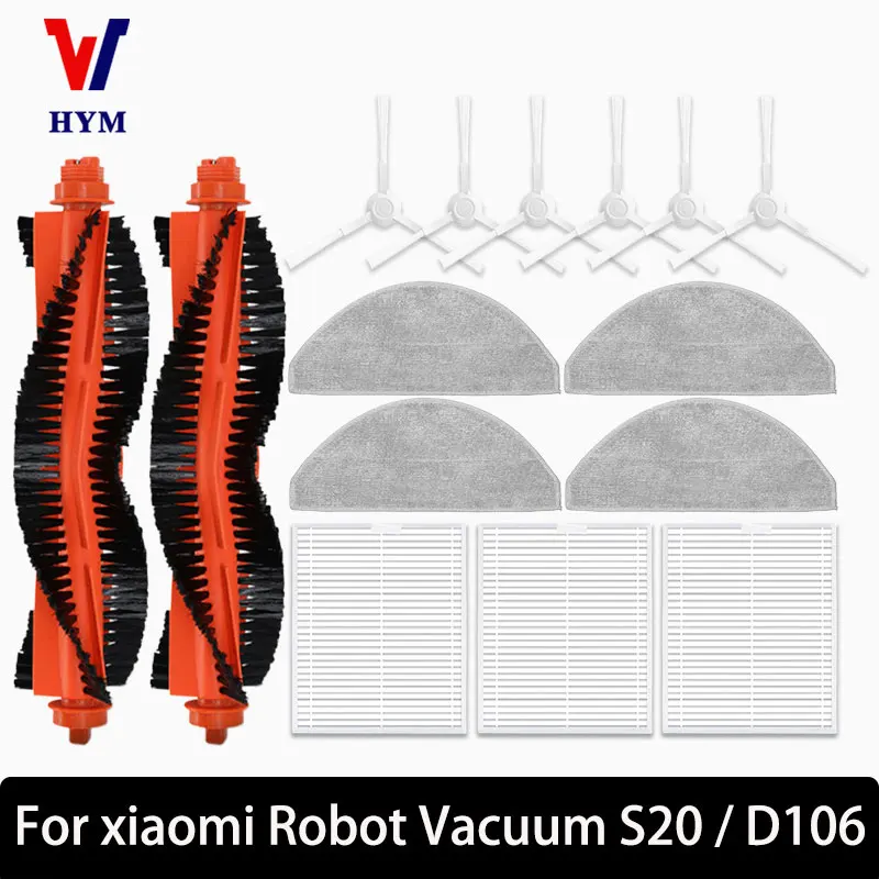 Xiaomi Robot Vacuum S20 / D106 Accessories Main Side Brush Hepa Filter Mop Cloth Dust Bag Replacement Spare Parts