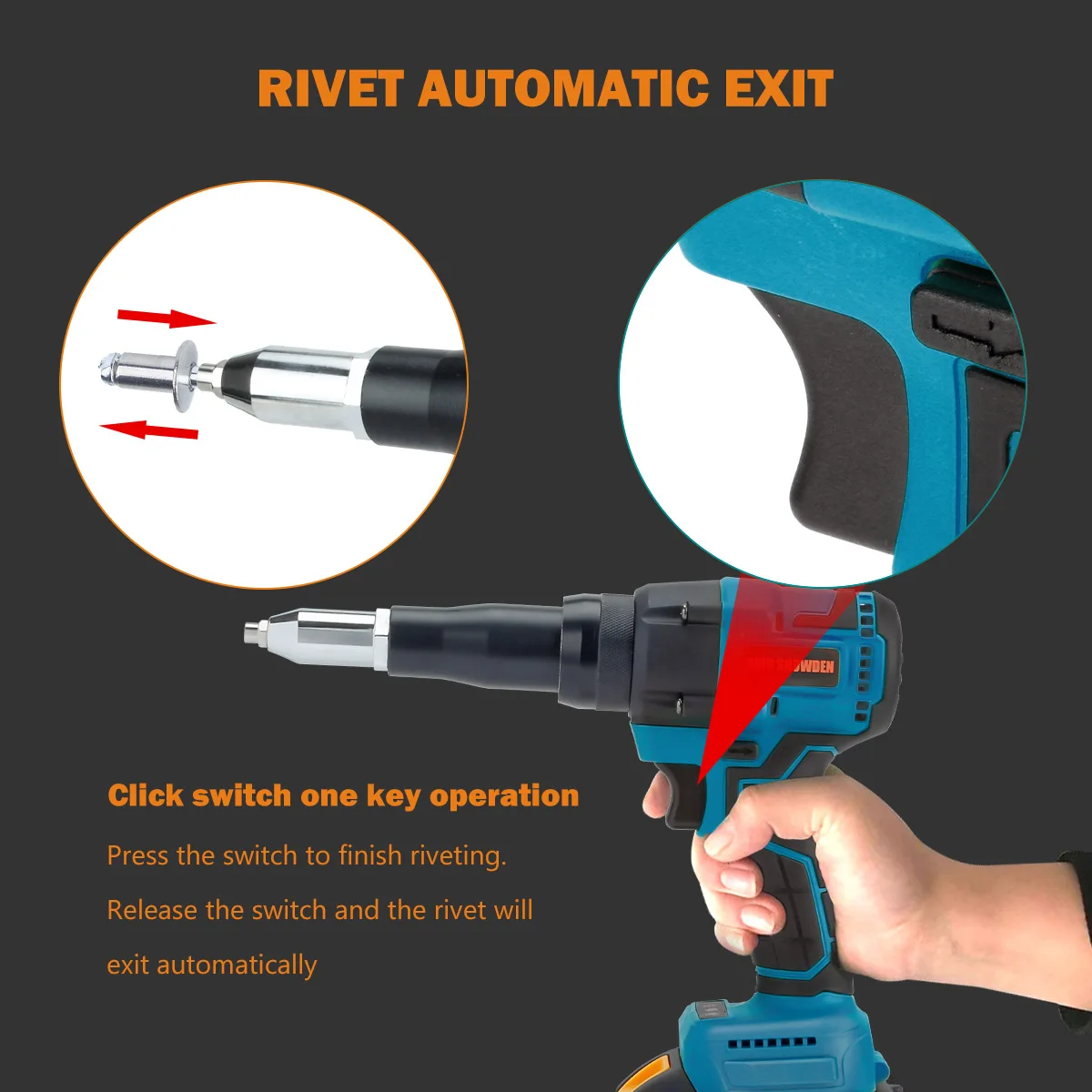 Brushless Riveter Electric Rivet Gun Cordless Riveting Nut Gun 3.2-4.8mm With LED Light Riveting Tool For Makita 18V Battery 3