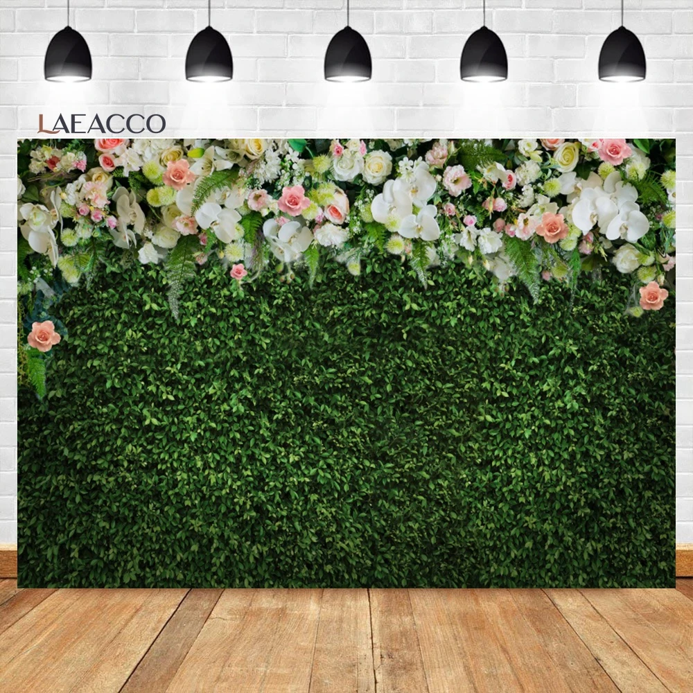 

Laeacco Flower Grass Photography Backdrop Green Spring Lawn Baby Shower Miss to Mrs Wedding Bridal Shower Portrait Background