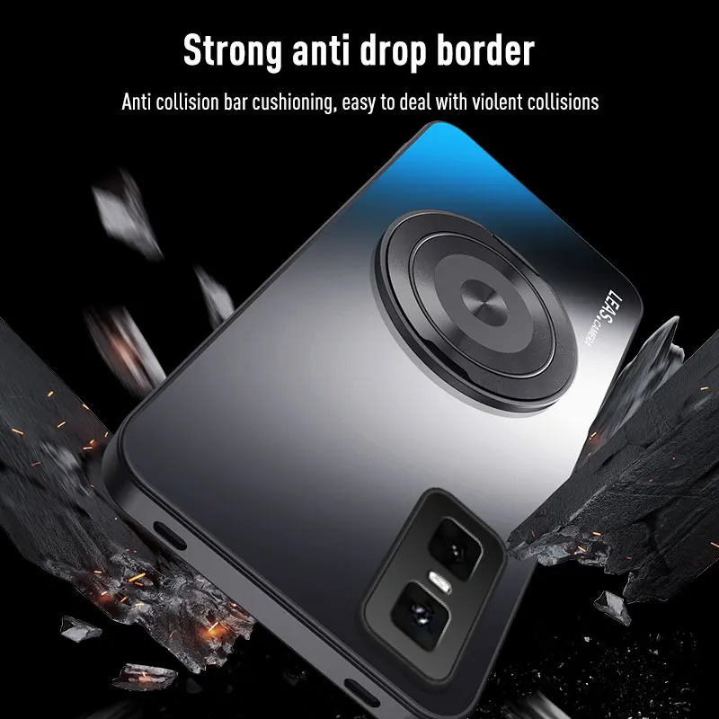 Magnetic Holder Case - Matte Skin-Feel with Lens Protection, Hard Back Cover