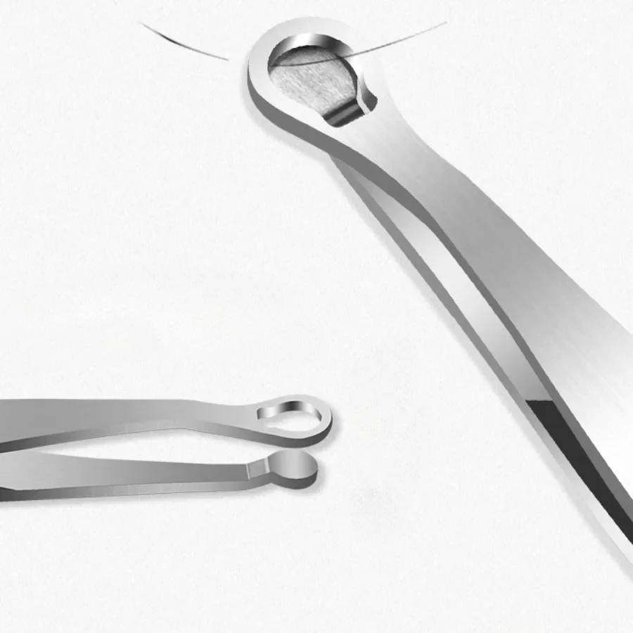 2pc Stainless Steel Round Head Ring Nose Ear Hair Clip Beard Moustache Trimmer Eyebrow Clipper Push Nose Brow Hair Tweezers Cut