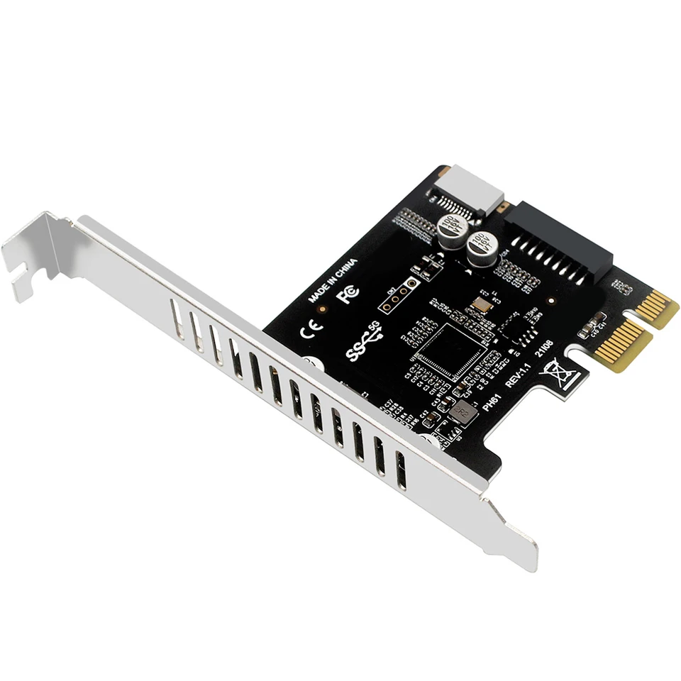 Tarjeta PCIe Para Añadir Puerto USB 3.0 Y USB-C - Adaptador De 19 Pines, 5 Gbps, Compatible Con PCIe X1/x4/x8/x16