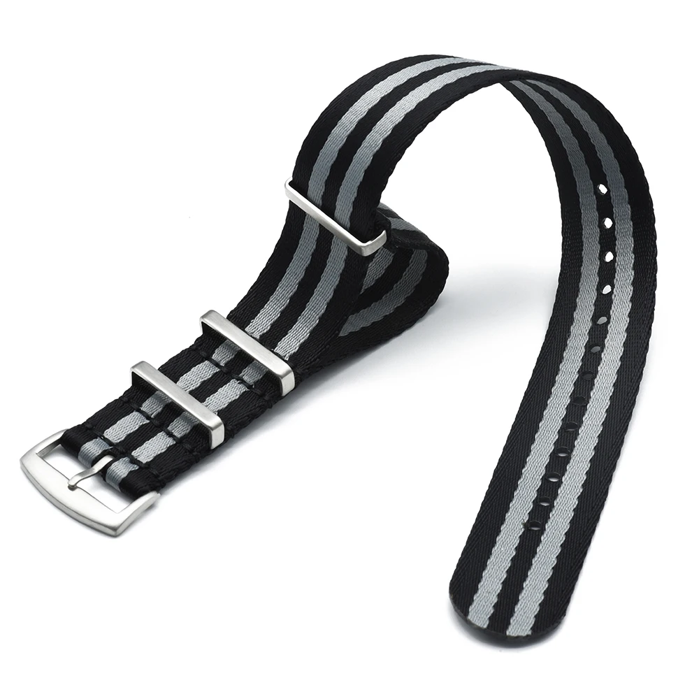 Breathable Military-Style Nylon Watch Strap with Stainless Steel Buckle
