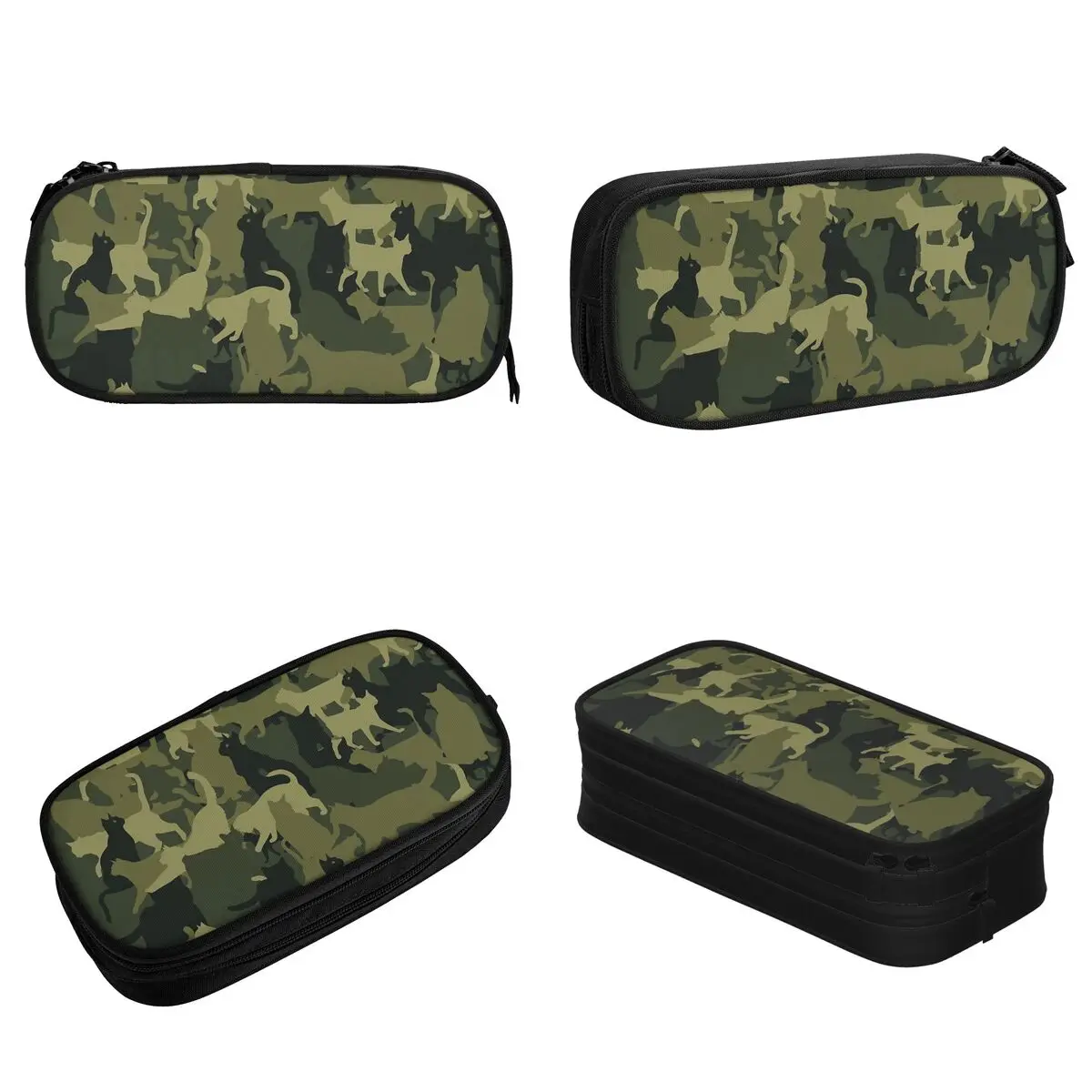 Cat Army Camouflage Pencil Cases Pencil Pouch Pen Box for Girl Boy Big Capacity Bags School Supplies Cosmetic Stationery