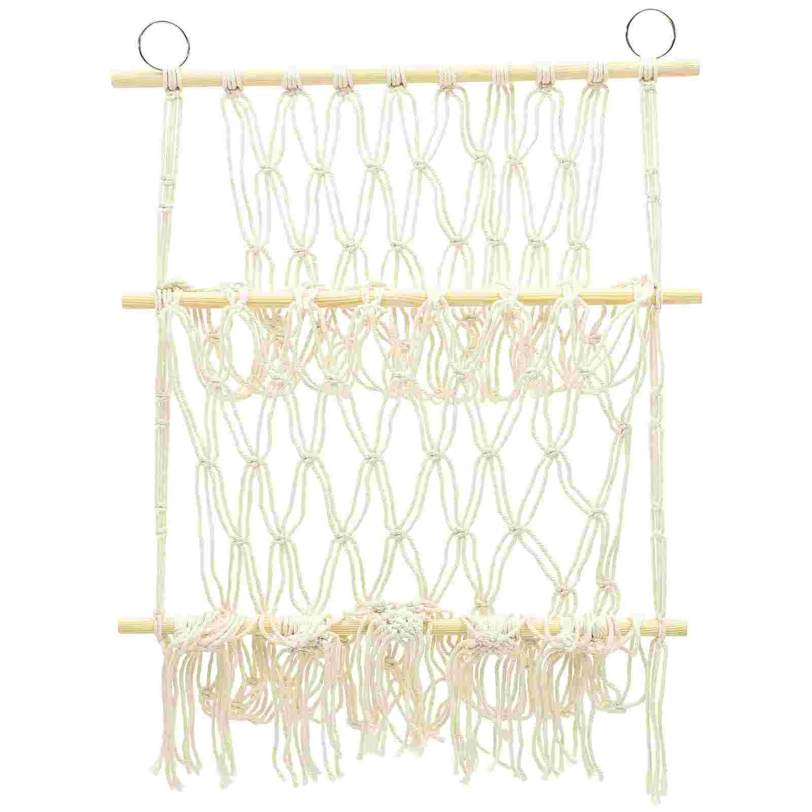 

Net Bag Storage Rack Woven Hanging Pendant Macrame Storage Shelves Cotton Holder Toy Wall Stuffed Animal Hammock Wall-mounted