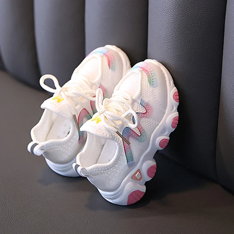 Spring Children Sport Shoes Breathable Soft Bottom Non-slip Casual Sneakers For Girls