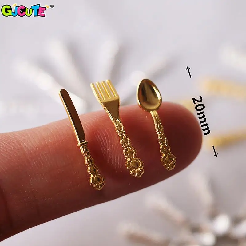 

10 шт. винтажная миниатюрная посуда, мини-нож, вилка, ложка, столовые приборы, детские игрушки, сцена жизни, декоративная модель, аксессуары для кукольного домика