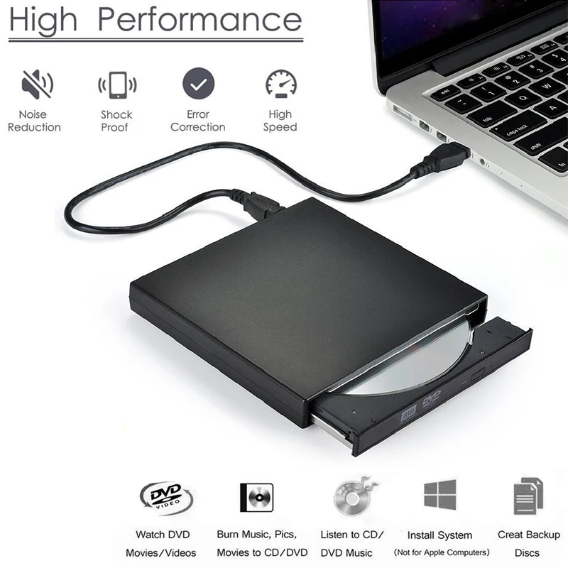 USB 2.0 External DVD Drive CD/DVD Portable Player Burner Desktop One Computer Notebook Optical Disc Drive Player For Laptops PC