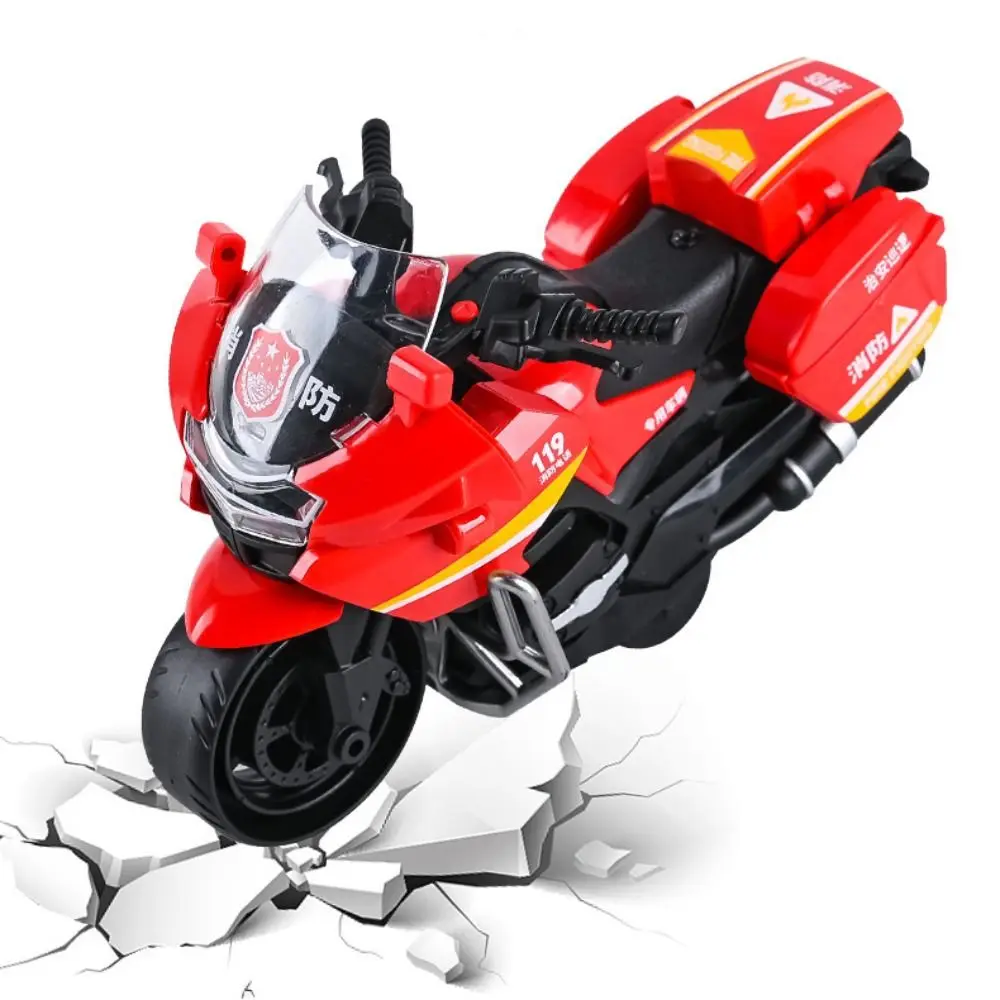 Plastic Inertial Motorcycle Toy White Black Red Green Flexible Motorcycle Model Drop-resistant City Service Motorcycle Toy