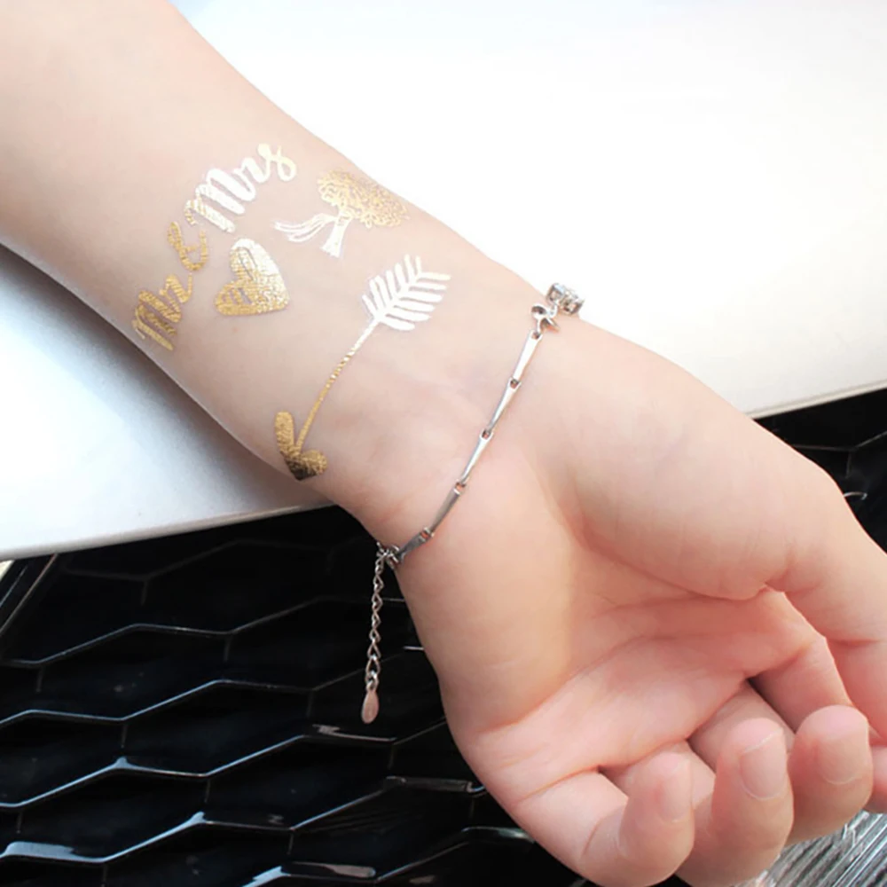 1pcs Team Bride  Temporary Tattoo Bachelorette Party Bride To Be Golden Sticker Bridesmaid Tribe Squad Tattoo Wedding Supplies