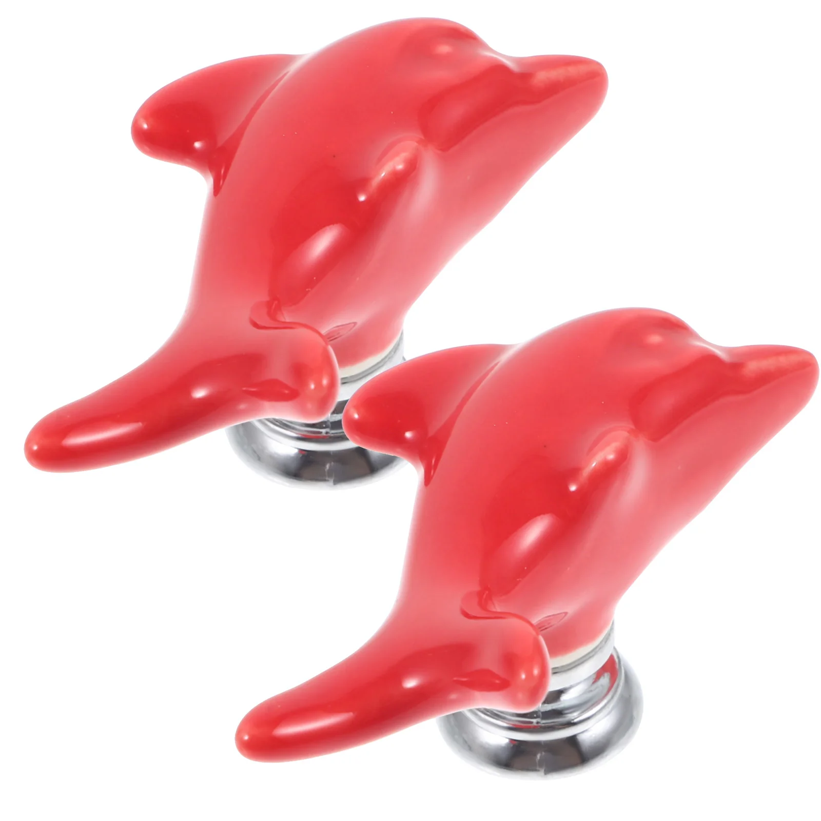 

2 Pcs Toilet Button Flushing Helper Dolphin Shape for Fashion Assistant Tool Red Home Tank