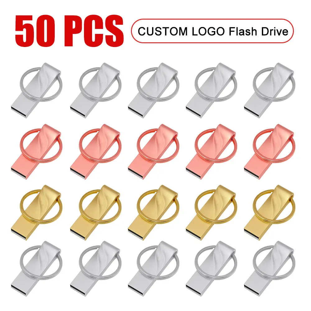 

50PCS Free Custom LOGO High Speed Pen Drive USB Flash Drive 4GB 8GB 2.0 16GB 32GB 64GB 128GB Pendrive metal usb sticks with key