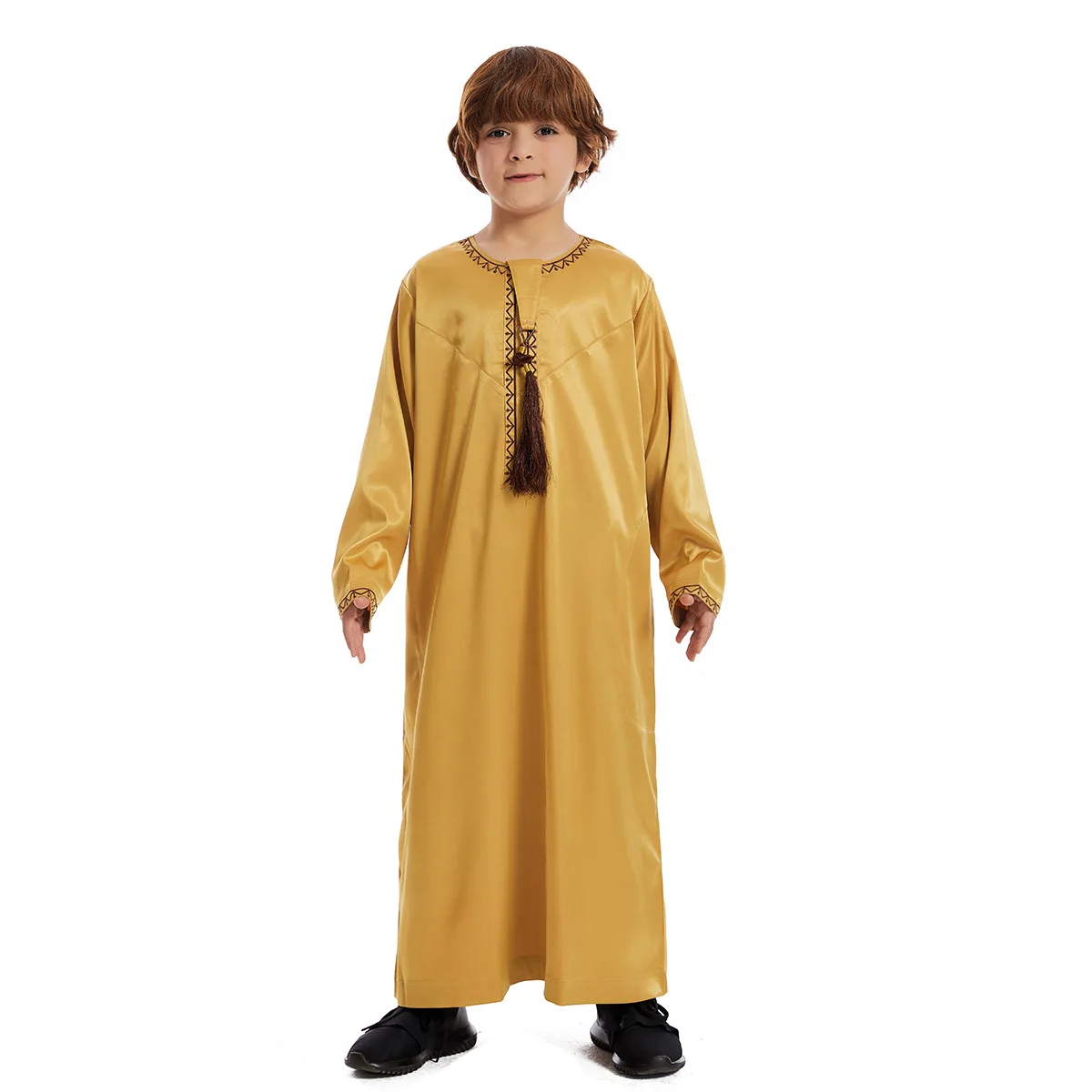 ثوب إسلامي للأطفال مع شراشيب، زي العيد للأولاد الم...