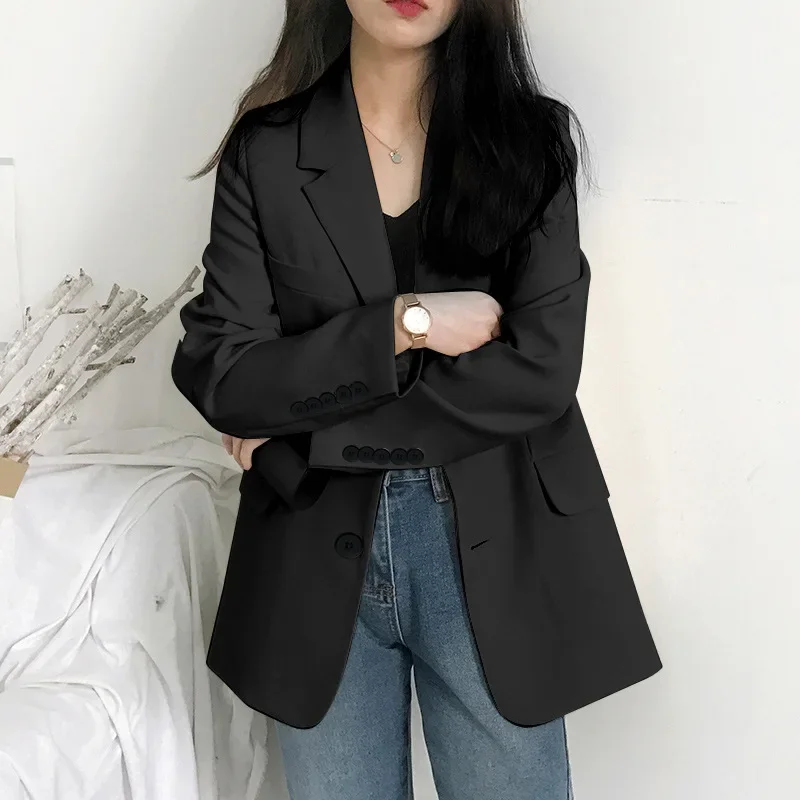 

Women's Small Blazer New in British Trend 2024 Korean Version Spring Autumn Casual Loose Long Sleeved Tailored Collar Suit Top