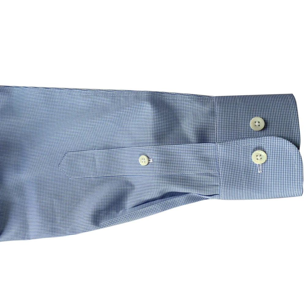 Luxury 80s 2-Ply100% Cotton Dress Shirt Bespoke Blue Pattern High Quality Business Shirts Wrinkle Resistant Tailored Men Shirts