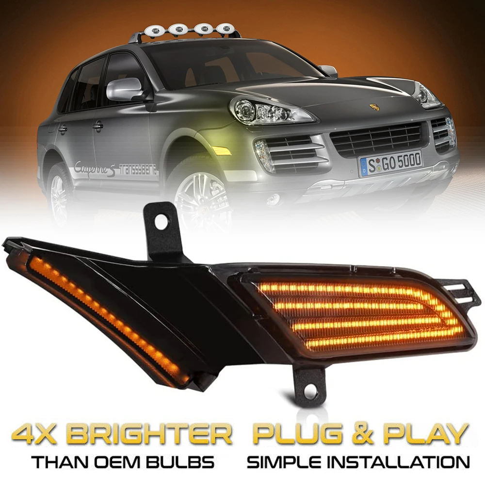 

2Pcs Repeater Blinker Car Indicator Turn Signal LED Dynamic Light For Porsche Cayenne 957 2007-2010 Side Marker Amber Lamps