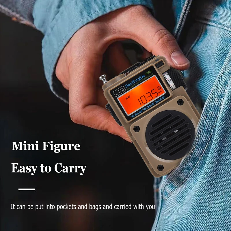 Mini Portable Radio DSP Pocket FM/MW/SW/WB Radios Wireless Bluetooth Subwoofer Soundbar Support TF Card Alarm Clock Sleep Timer