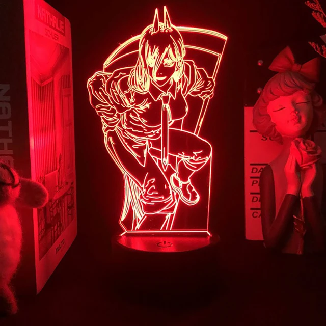 Anime motosserra homem acrílico led night light denji pochita