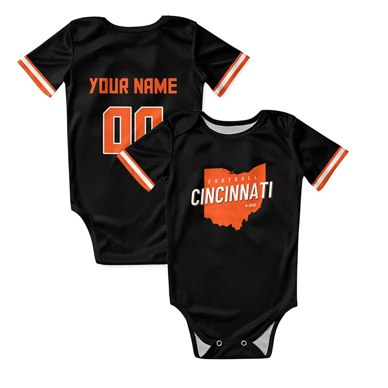 Black American Football Fans Baby Clothes New Born Rugby Playsuit Sublimation Blanks Infant Wear Romper Soccer Jumpsuit
