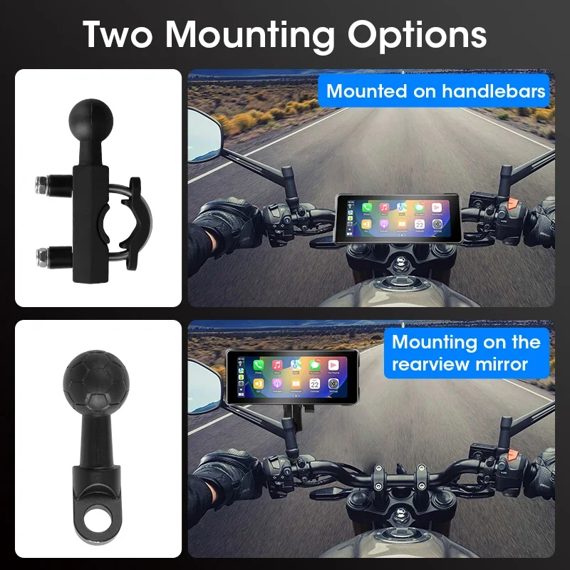 Schermo Carplay per Moto da 6,86 Pollici con Navigazione GPS, Android Auto Wireless, Display Impermeabile IPX7, Supporto Dual Bluetooth, DVR+TPMS - Image 6
