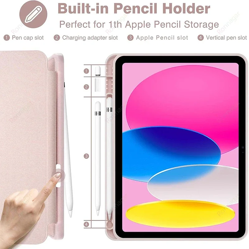 Capa para Tablet com Slot para Lápis para Ipad Funda Case Ipad 10.9 10ª Geração 10.9in Ipad10 Gen 2023 - Imagem 3