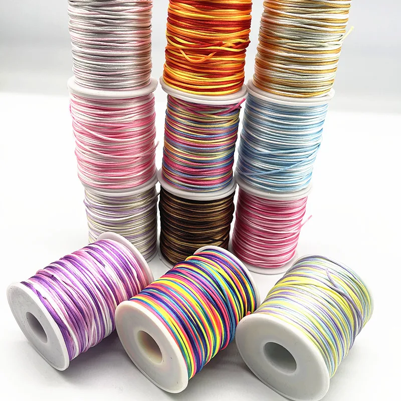 10yards 1.0mm Gradual Change Colourful Chinese Knot Line Cord Silk Satin Cord Nylon DIY Handmade Knitting String Cords nylon cord,satin cord,silk cord