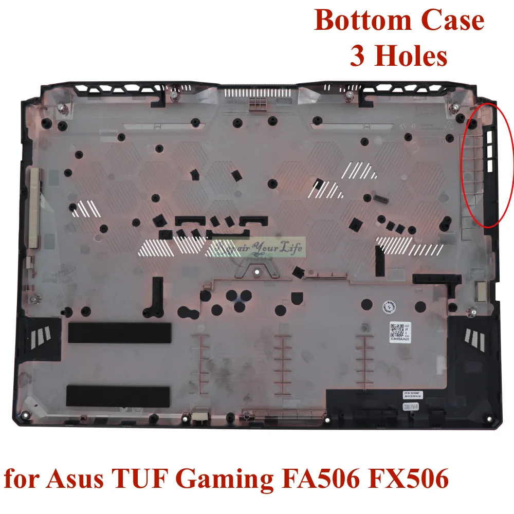 Inferior do Portátil para Asus Tuf Gaming Fa506 Fx506 Fa506ii1a Fx506li Fx506lh Fx506lu Caixa Traseira de Furos 90nr03m1-r7d010 90nr03l1 Case - Imagem 3