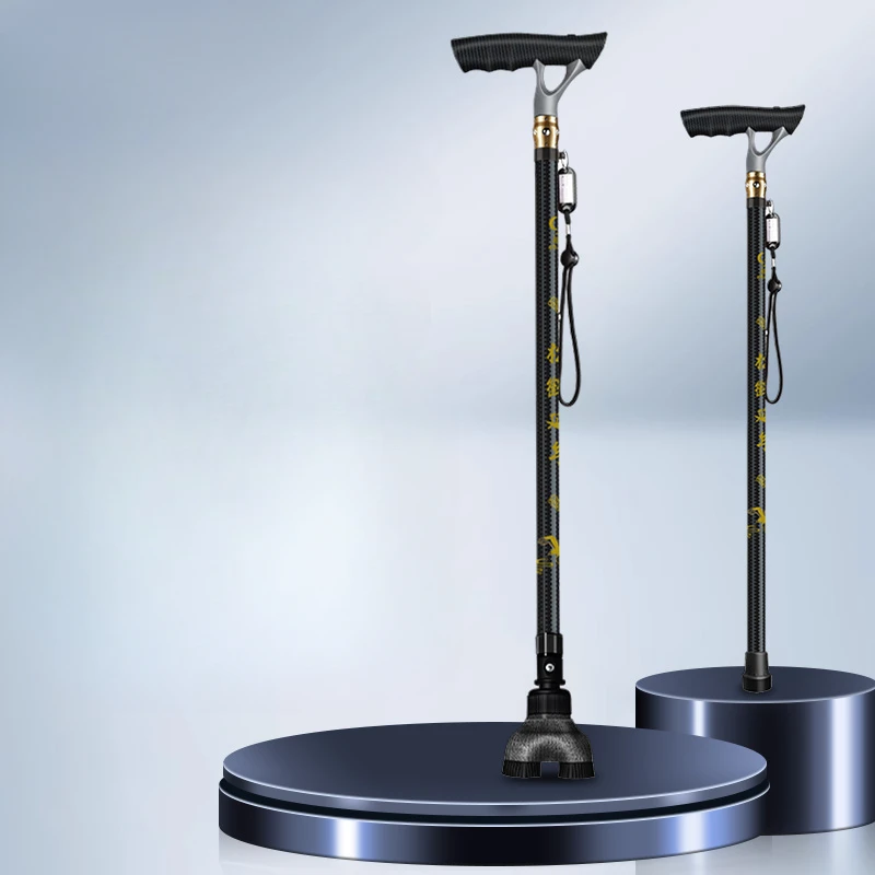 

Elderly crutches with four anti slip and multifunctional alarm carbon fiber