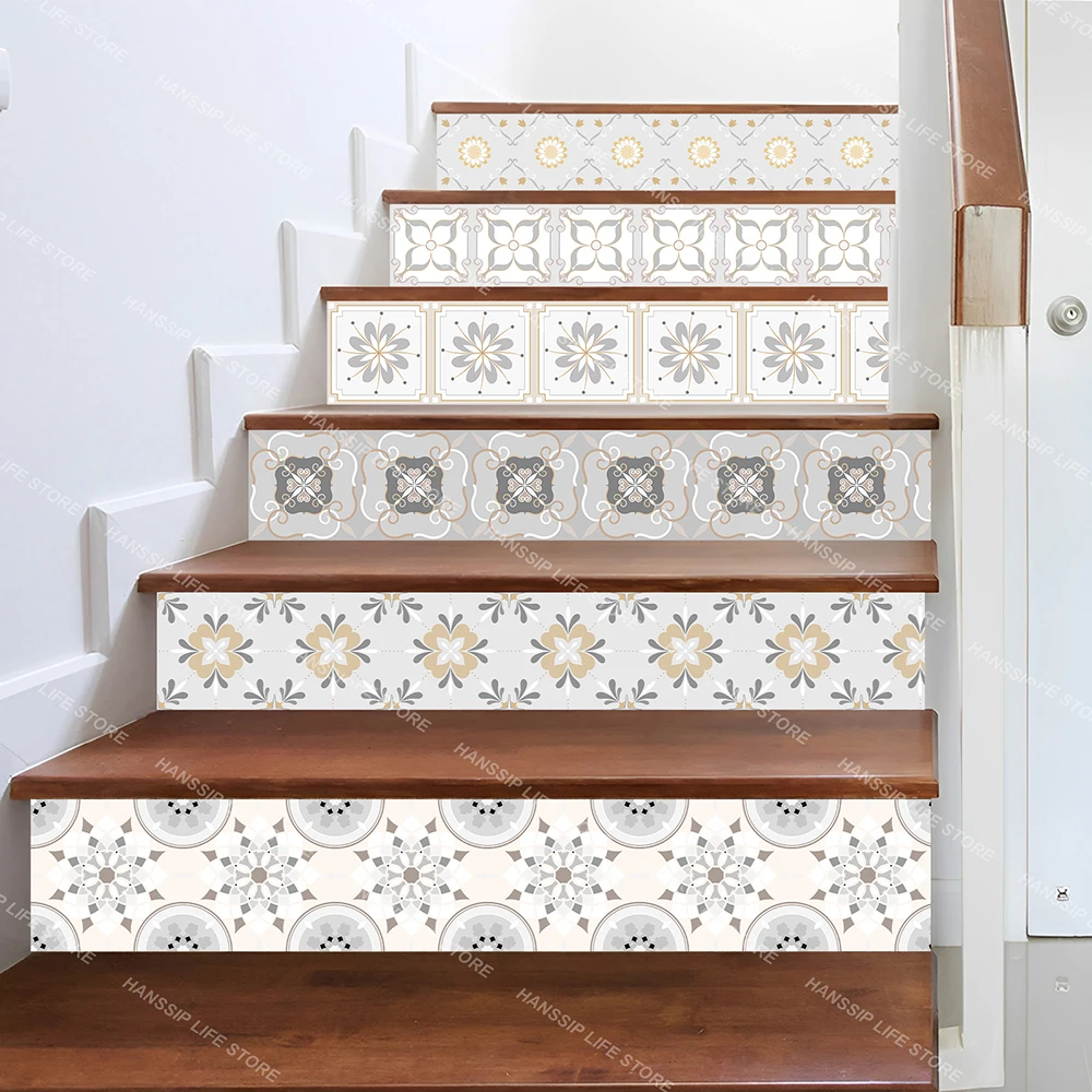 Description Picture 6 of itemMoroccan Abstract Tile Stair Sticker Wall Art Decals Home Decoration, Waterproof Removable Geometric Staircase Trends Cover