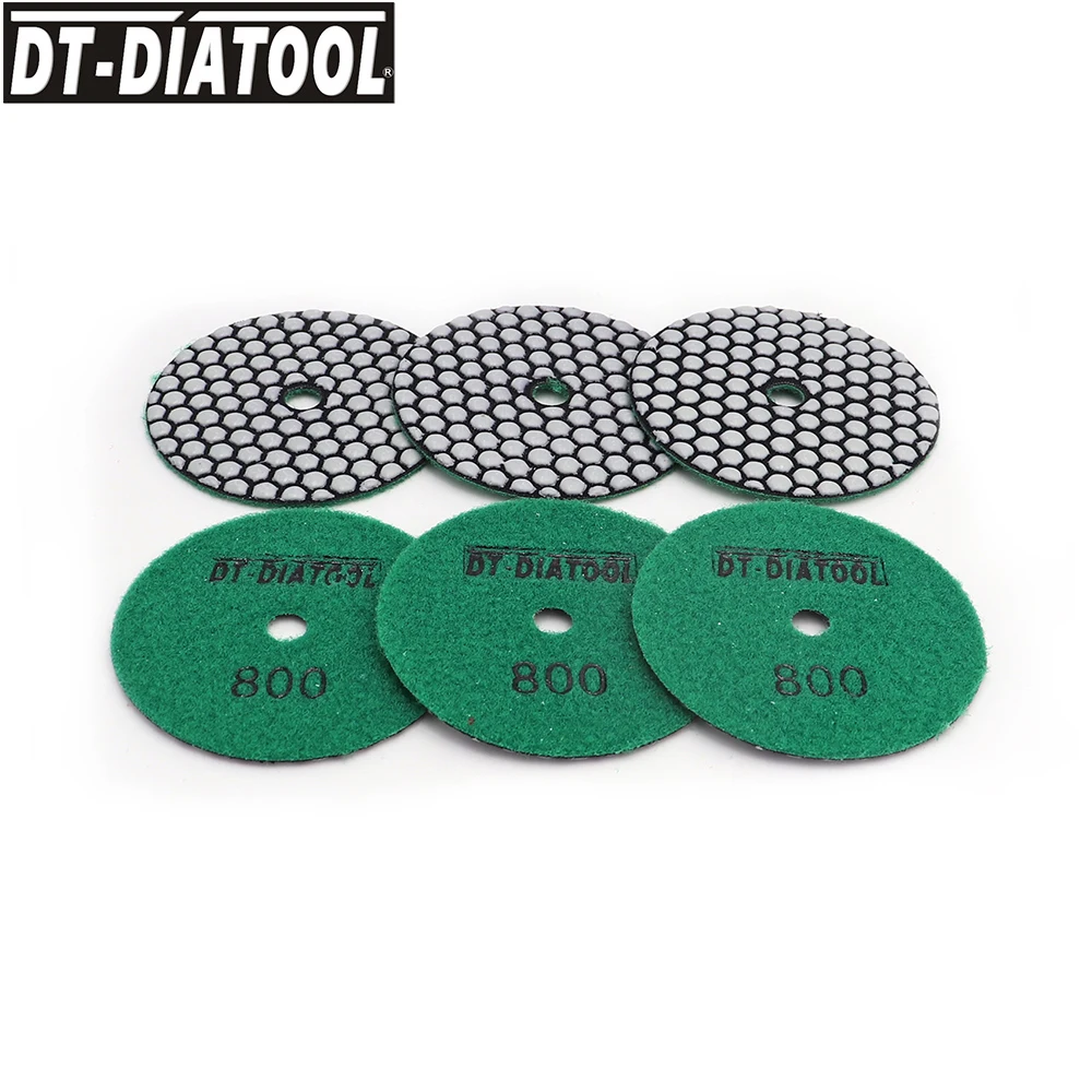 DT-DIATOOL 6/12pcs Grit 800 Dry Polishing Pads Resin Bond Flexible For Marble Ceramic 4