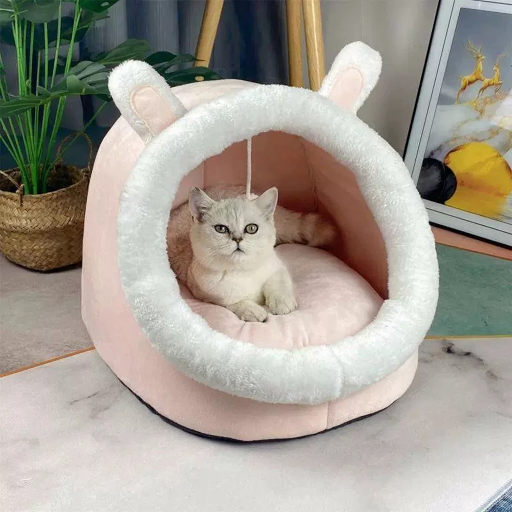Cat Bed House Kennel Nest Round Pets Sleeping Cave Kitten Beds Pet Basket Cozy Kitten Lounger Cushion Cat House Tent Dog Houses 4