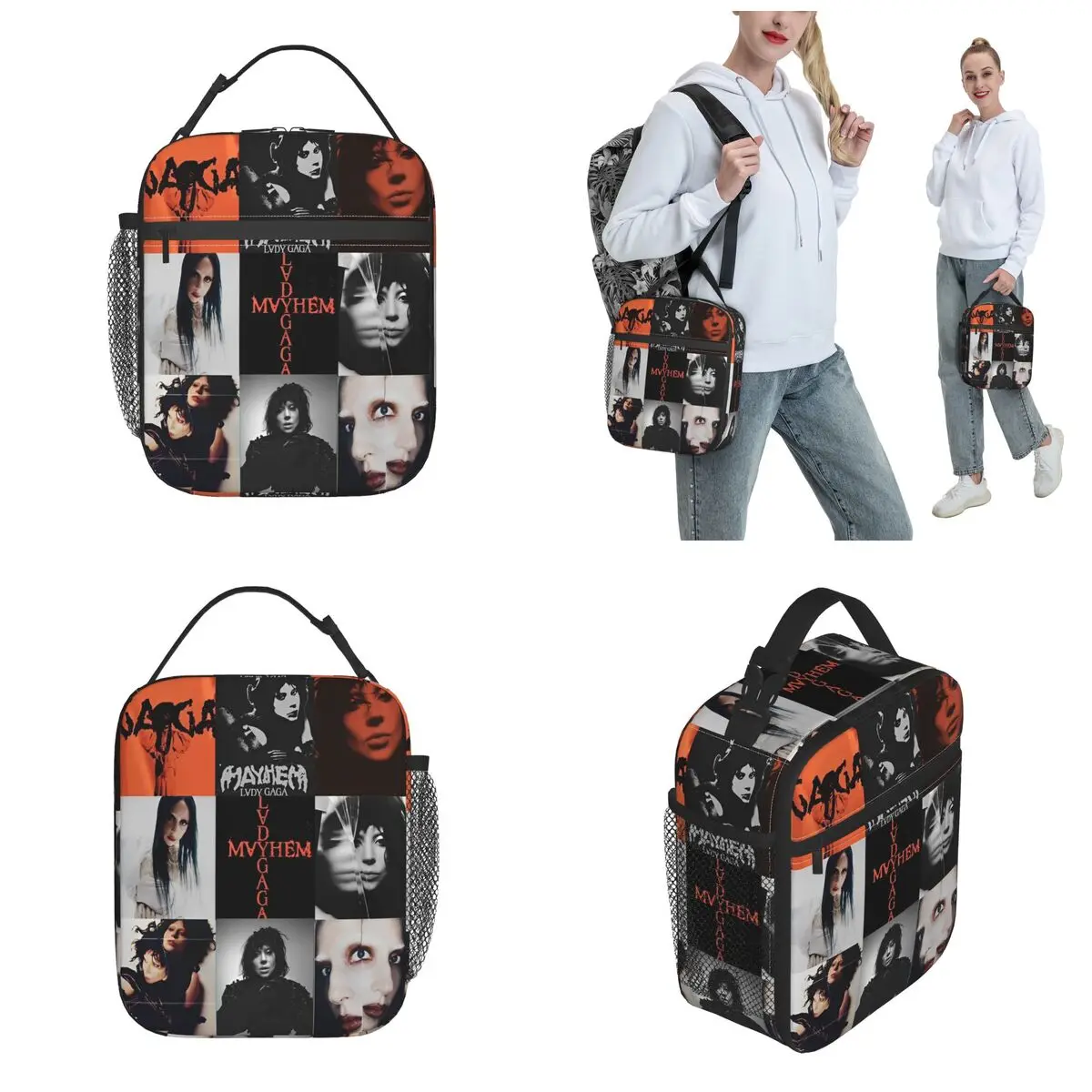 Lady Gaga Mayhem Album Accessories Insulated Lunch Tote Bag For Outdoor Food Box Reusable Thermal Cooler Lunch Boxes