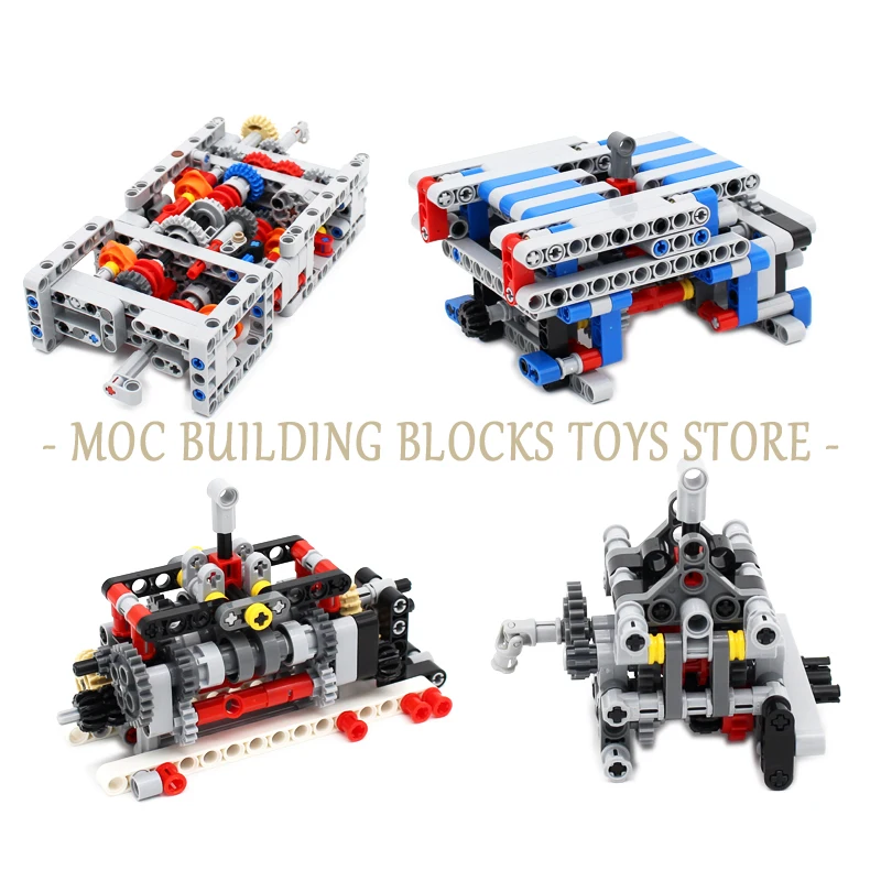 MOC 하이테크 기술 빌딩 블록 브릭, 자동차 엔진 변속기 기계 엔지니어링 어셈블리, DIY 조립 장난감