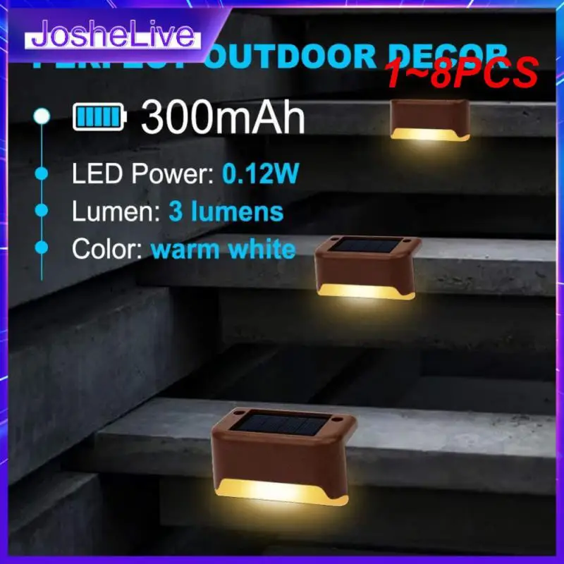 

1~8PCS Warm White LED Solar Step Lamp Outdoor Garden Lights Waterproof Soalr Lamp Decoration for Patio Stair Fence Balcony