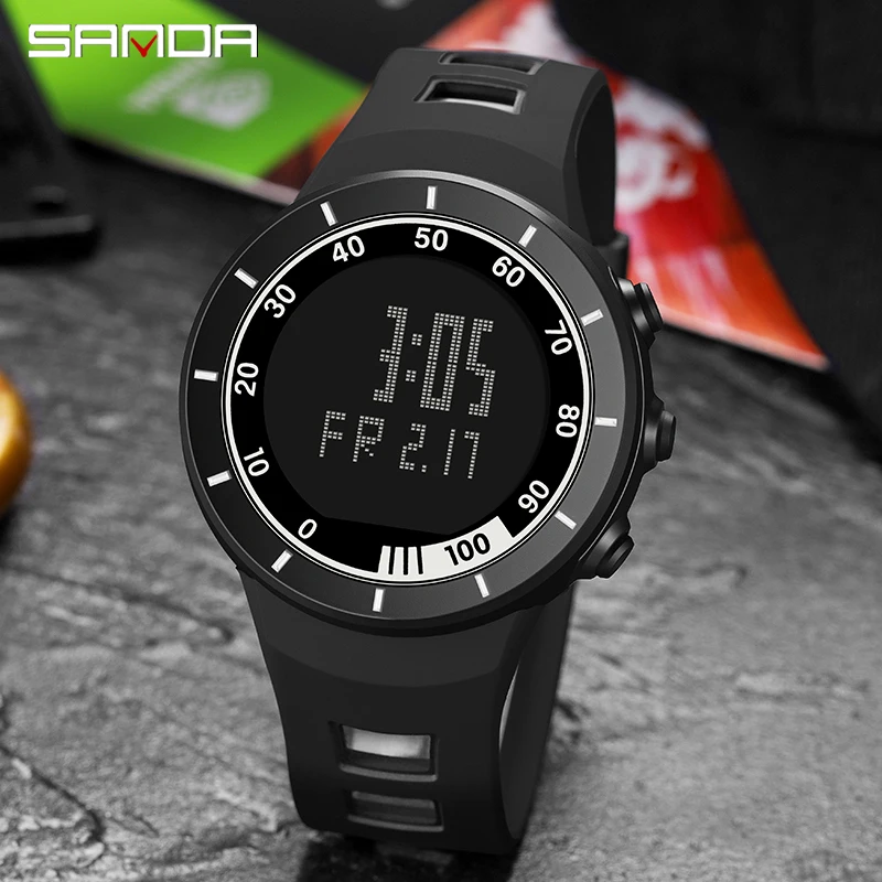 SANDA Brand Men Sports Watches Fashion Chronos Countdown Waterproof LED Digital Watch Man Military Wrist Luminous Men Watch 1939 countdown to war