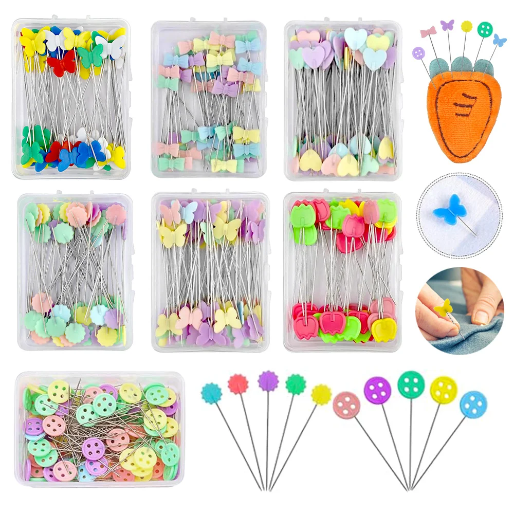 100pcs Dressmaking Pins Embroidery Patchwork Tool Fixed Pin Button Pin Marker Pin For Sewing Positioning Pins Sewing Accessories