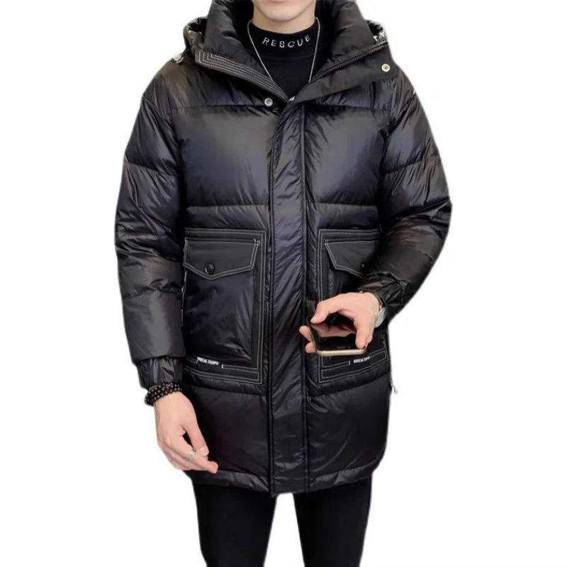 Men's Down Jacket New Winter Parkas Medium and Long Thickened Jackets Hooded Goose Puffer Jacket