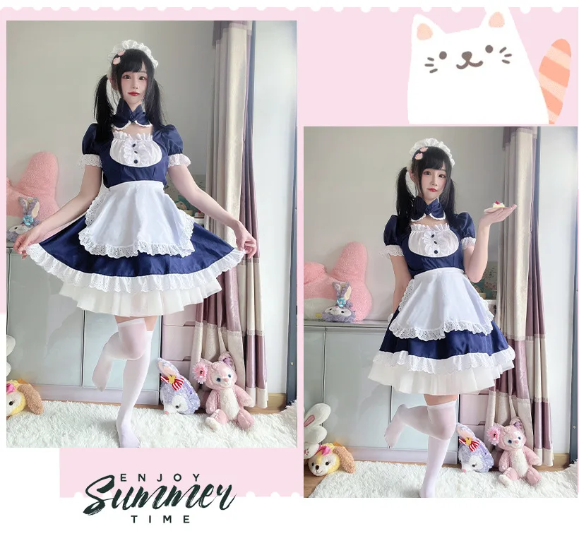 Gothic Lolita Maid Cosplay Kleid Damen Anime Halloween Party Outfit 8