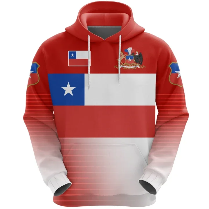 thumbnail image 1 of Sudadera con capucha con estampado 3D del mapa del emblema nacional de Chile para hombre, sudadera con la bandera chilena y flores, jerséis CONDOR, sudadera con capucha para mujer y niño, 1 of 5