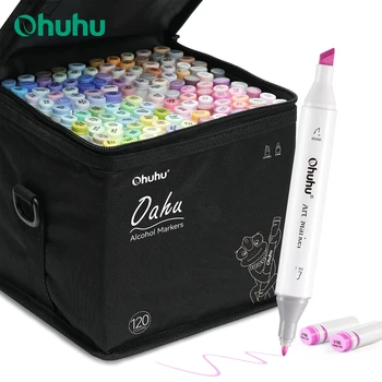 Ohuhu Oahu Nuovo 120 Colori Pennarello Set Alcol Art Marker Doppia Punta Pennarello Schizzo Disegno Graffiti Manga Scuola di Arte 1