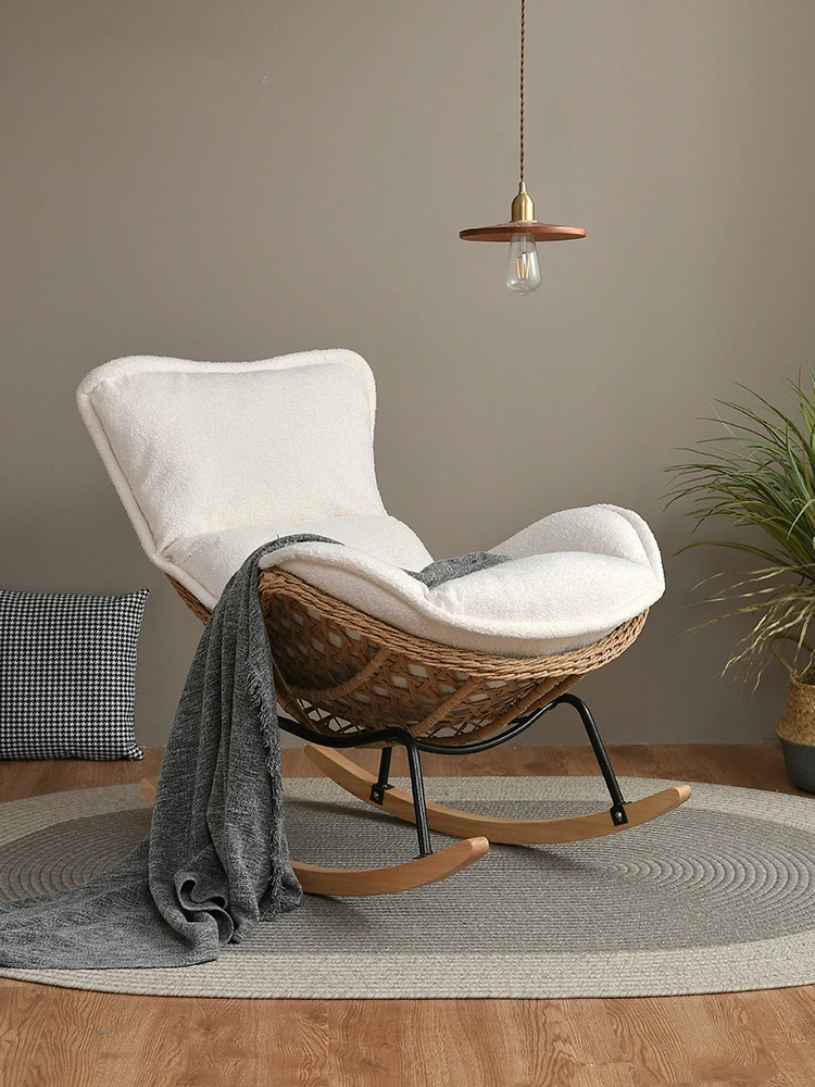 

Rocking Chair Recliner Adult Leisure Lazy Sofa Balcony Light Luxury Couch Home Living Room Outdoor Rocking Chair