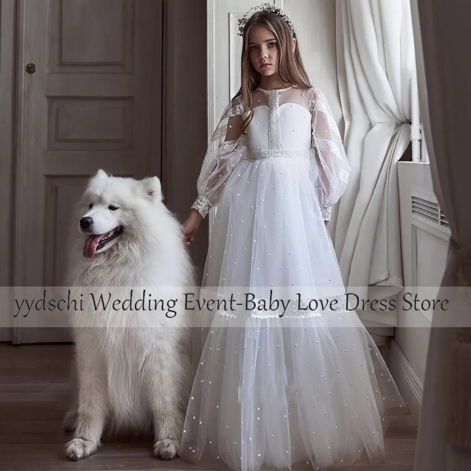 

2023 White Flower Dress For Girls Kid's Dress A-LINE Party Gown First Communion Dress Ball Gown Flower Girl Dresses For Weddings