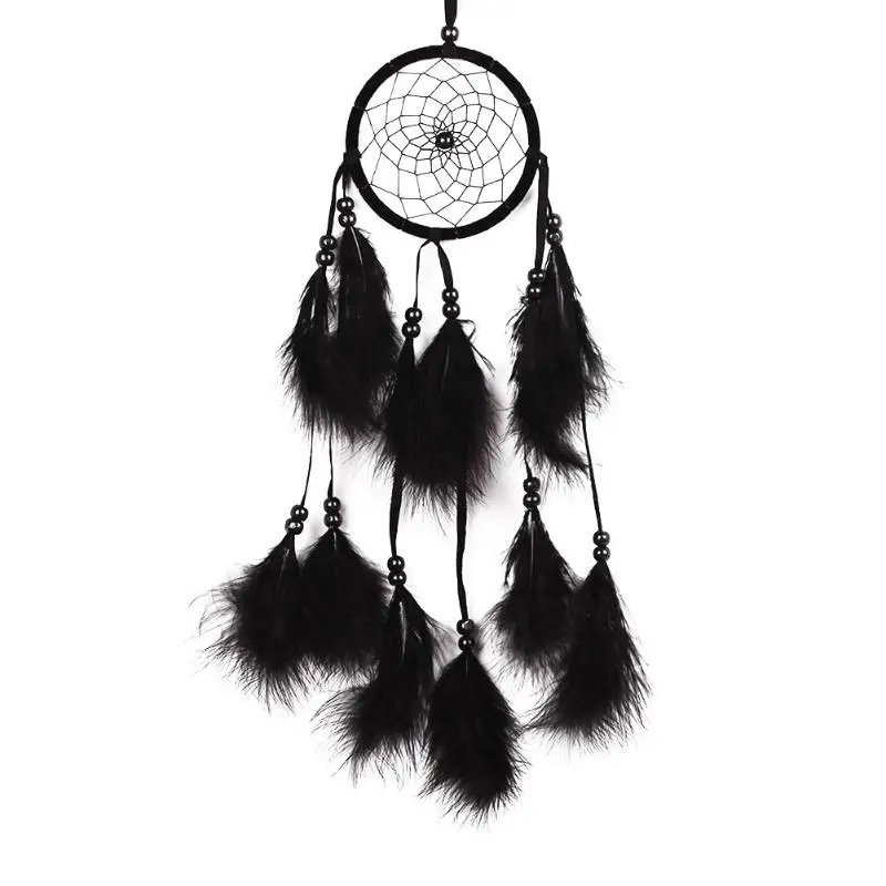 Bead Dream Catcher Black Feather Crafts Handmade Home Hanging Gifts Dreamcatcher Handmade Silver Bead Dream Catcher Wind Chimes, wind chimes,wind chime,dream catcher wall decoration